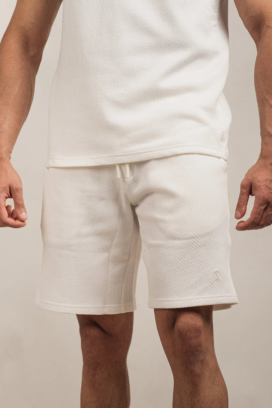 Popcorn Textured Shorts White