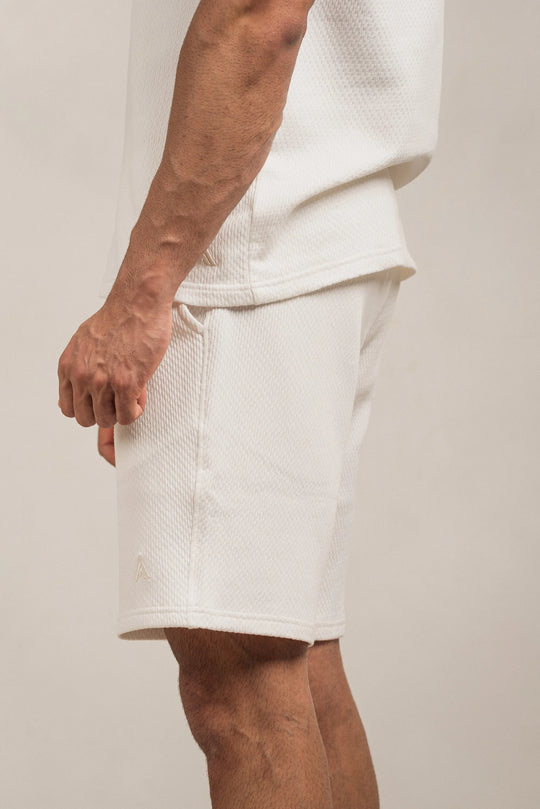 Popcorn Textured Shorts White