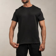 Popcorn Textured T-Shirt Black
