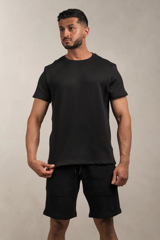 Popcorn Textured T-Shirt Black