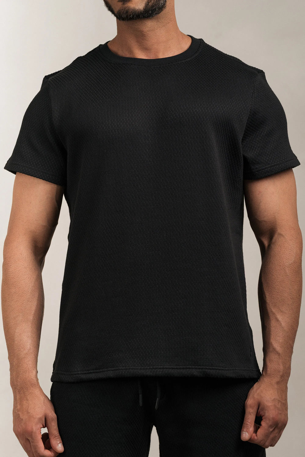Popcorn Textured T-Shirt Black