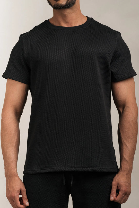 Popcorn Textured T-Shirt Black