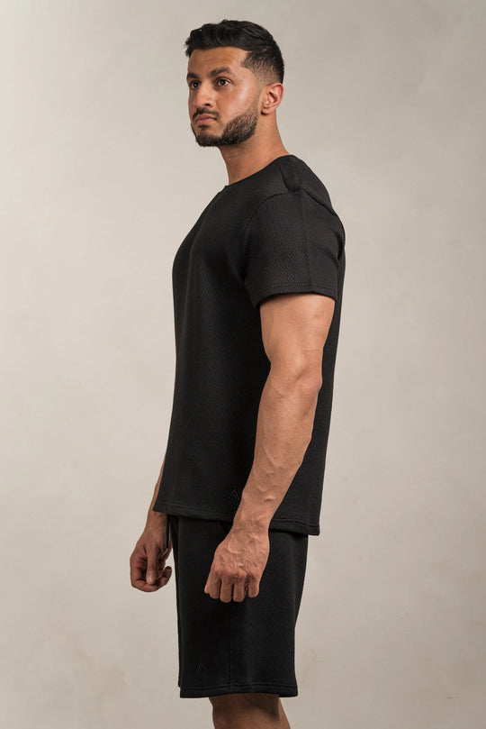 Popcorn Textured T-Shirt Black