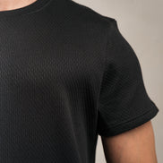 Popcorn Textured T-Shirt Black