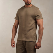 Popcorn Textured T-Shirt Khaki