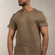 Popcorn Textured T-Shirt Khaki