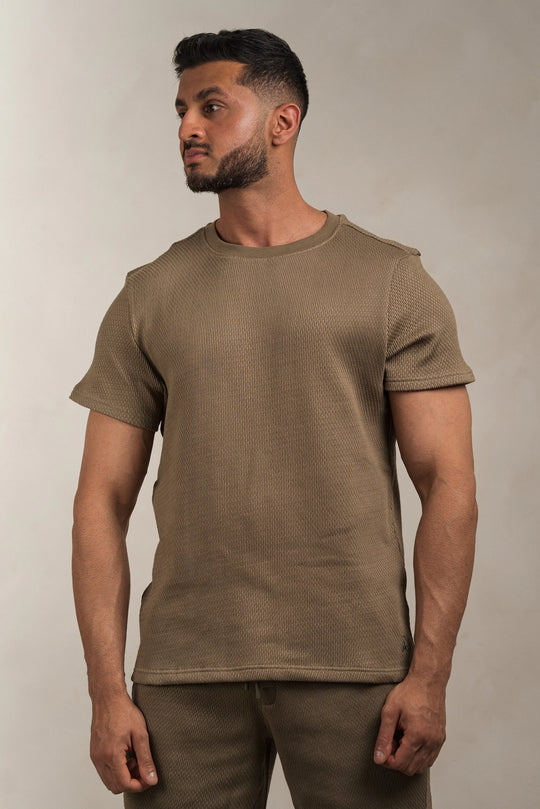 Popcorn Textured T-Shirt Khaki