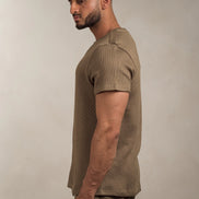 Popcorn Textured T-Shirt Khaki