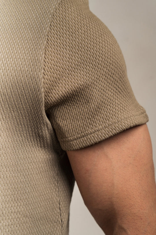 Popcorn Textured T-Shirt Khaki