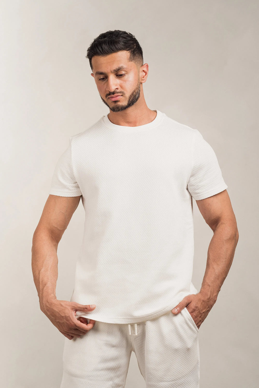 Popcorn Textured T-Shirt White