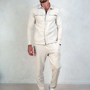 Mens Jersey Twill Shacket - Cream, Mens Jacket