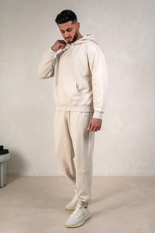 Mens Brushed Hoodie - Cream, Men's Hoodie