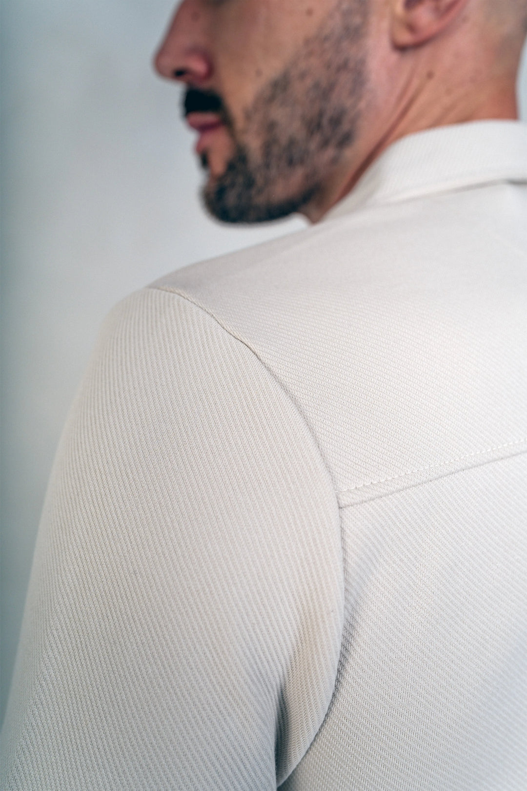 Mens Jersey Twill Shacket - Cream, Mens Jacket