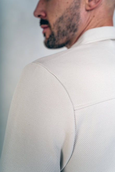 Mens Jersey Twill Shacket - Cream, Mens Jacket