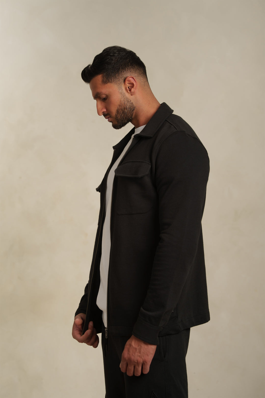 The Black Utility Zip-Through Shacket