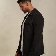 The Black Utility Zip-Through Shacket