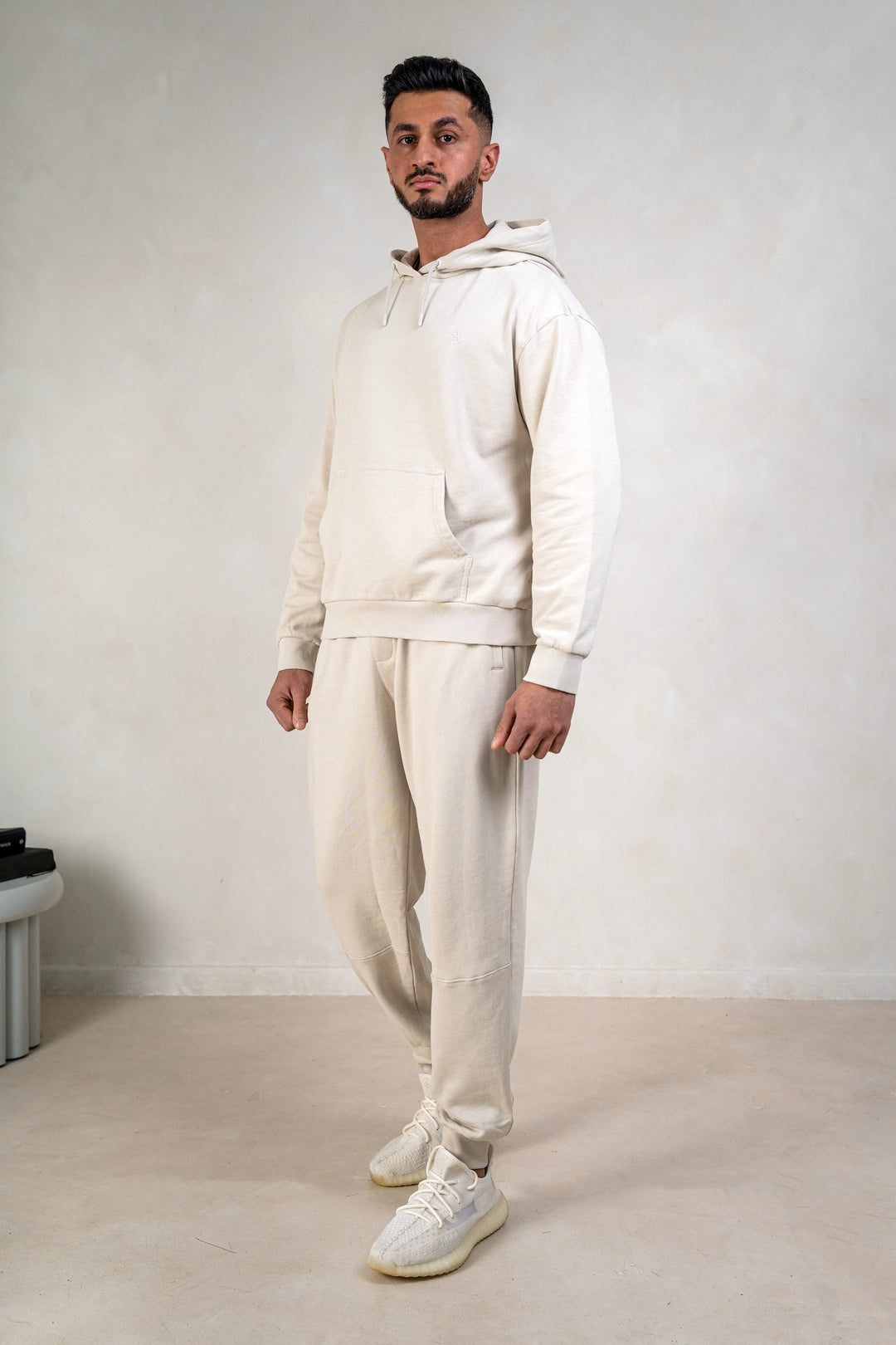 Mens Brushed Hoodie - Cream, Men's Hoodie