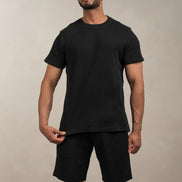 Waffle Textured Shorts Black
