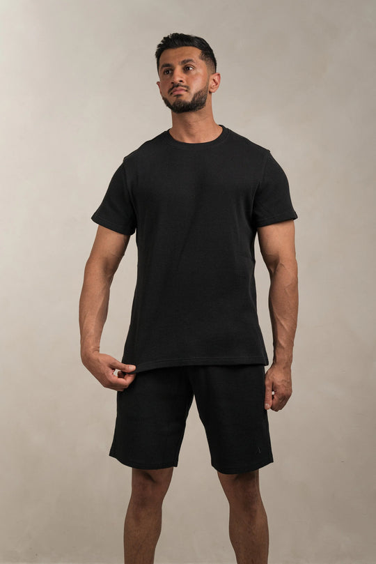 Waffle Textured Shorts Black