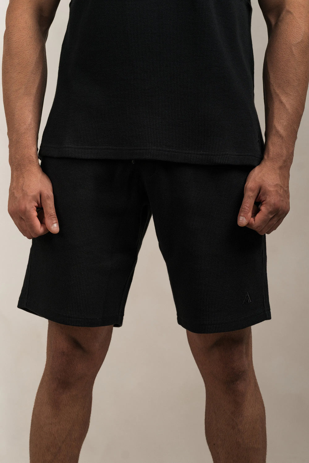 Waffle Textured Shorts Black
