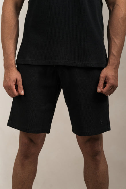Waffle Textured Shorts Black