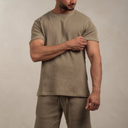 Waffle Textured Shorts Khaki