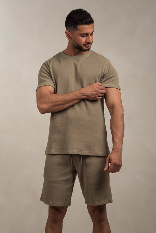 Waffle Textured Shorts Khaki