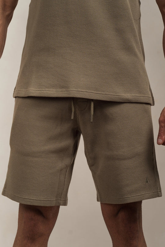 Waffle Textured Shorts Khaki