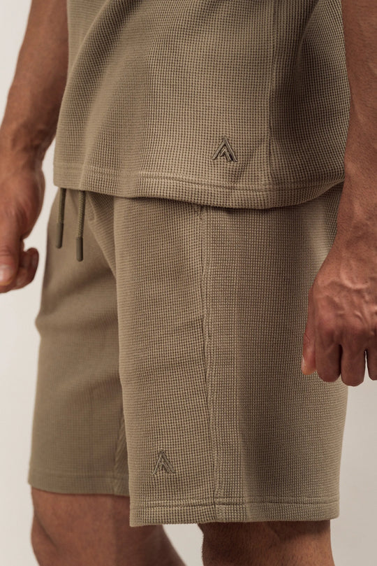 Waffle Textured Shorts Khaki