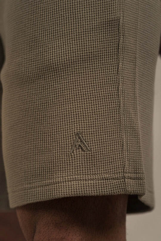 Waffle Textured Shorts Khaki
