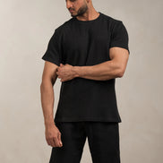 Waffle Textured T-Shirt Black
