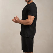 Waffle Textured T-Shirt Black