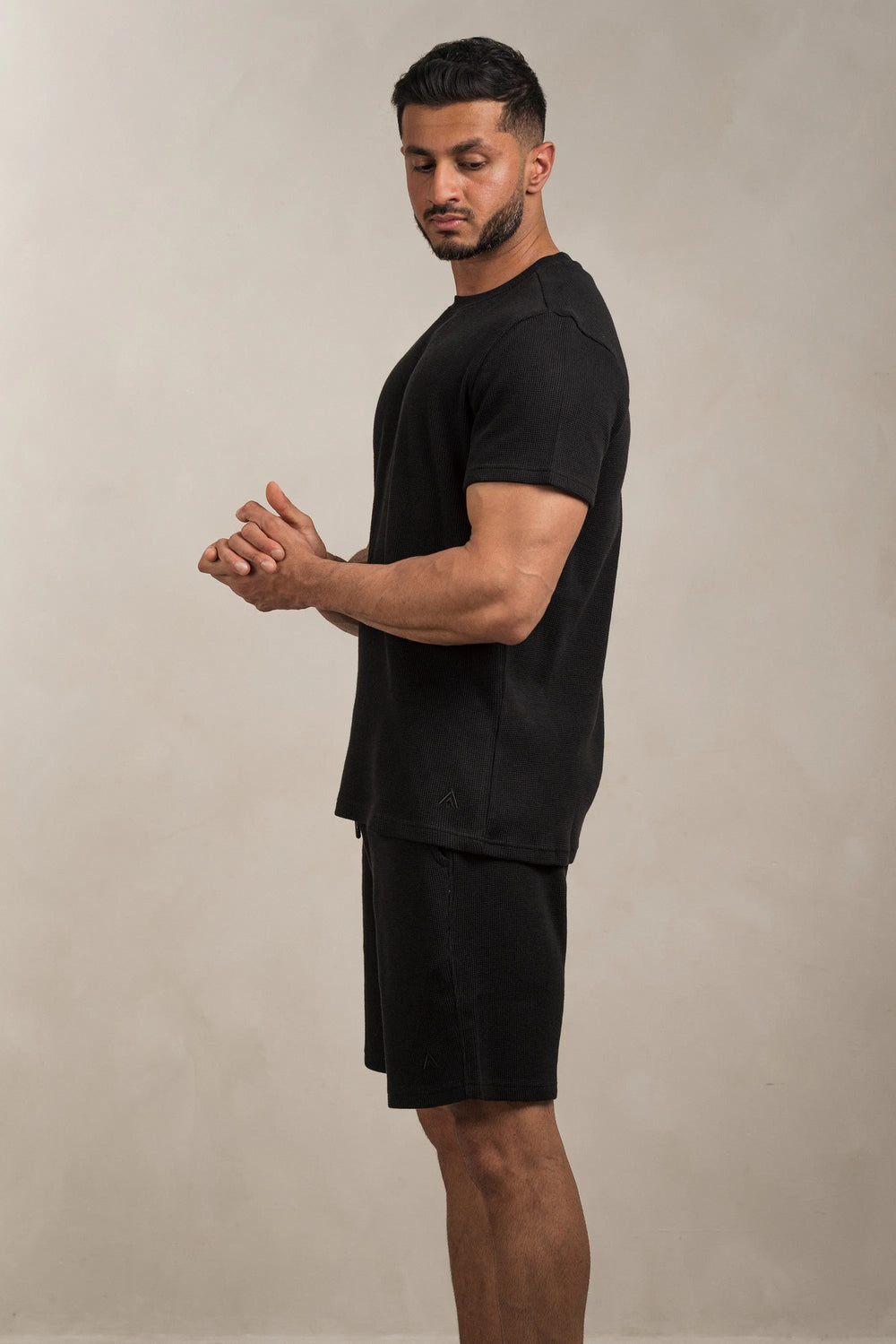 Waffle Textured T-Shirt Black