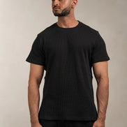 Waffle Textured T-Shirt Black