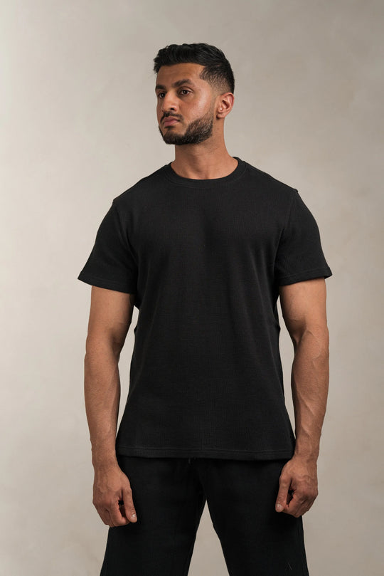 Waffle Textured T-Shirt Black