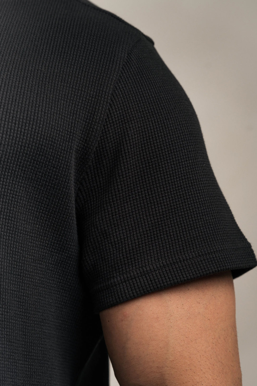 Waffle Textured T-Shirt Black