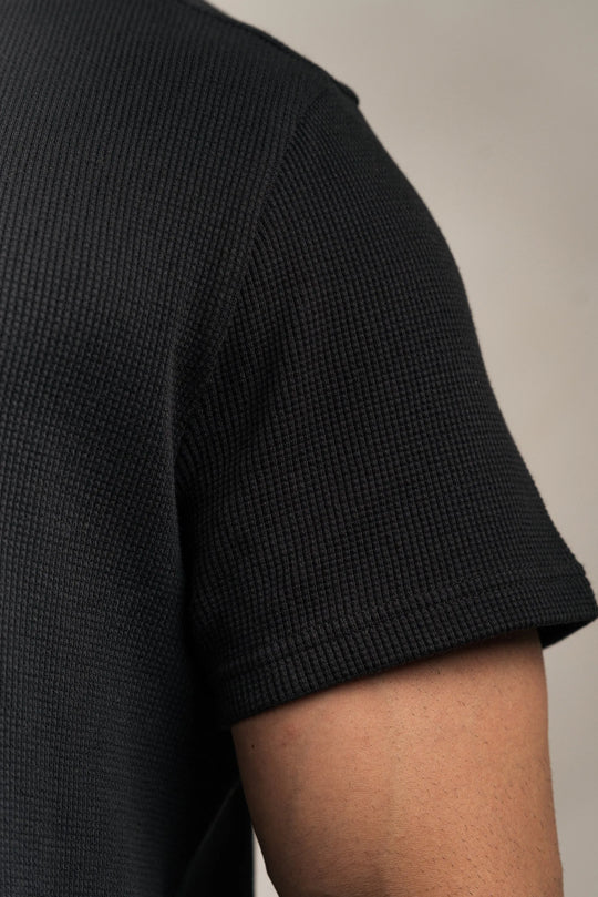 Waffle Textured T-Shirt Black