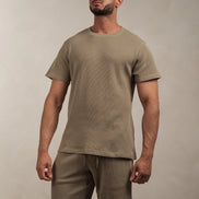 Waffle Textured T-Shirt Khaki