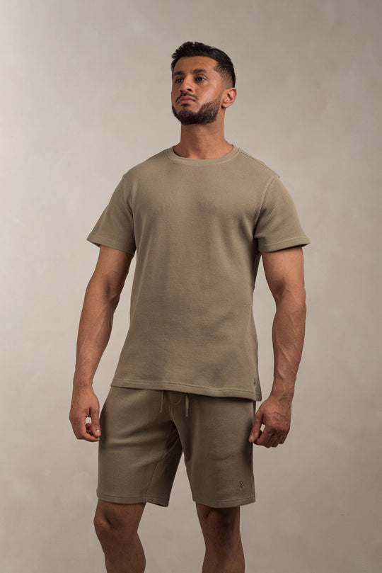 Waffle Textured T-Shirt Khaki