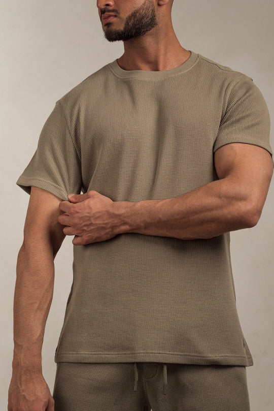 Waffle Textured T-Shirt Khaki