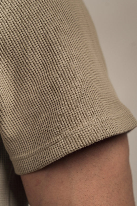 Waffle Textured T-Shirt Khaki
